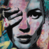 Portrait Kate Moss personnage célèbre pop art street art peinture tableau mode design artiste art femme icône mode tag couleur célèbre famous regard modele mannequin
