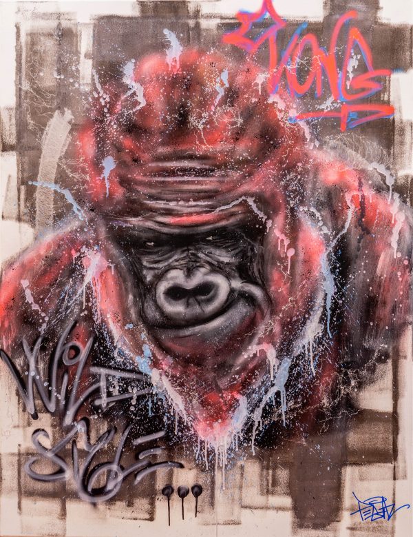 gorille rouge red gorilla pop art street art painting tendance online gallery Artealer
