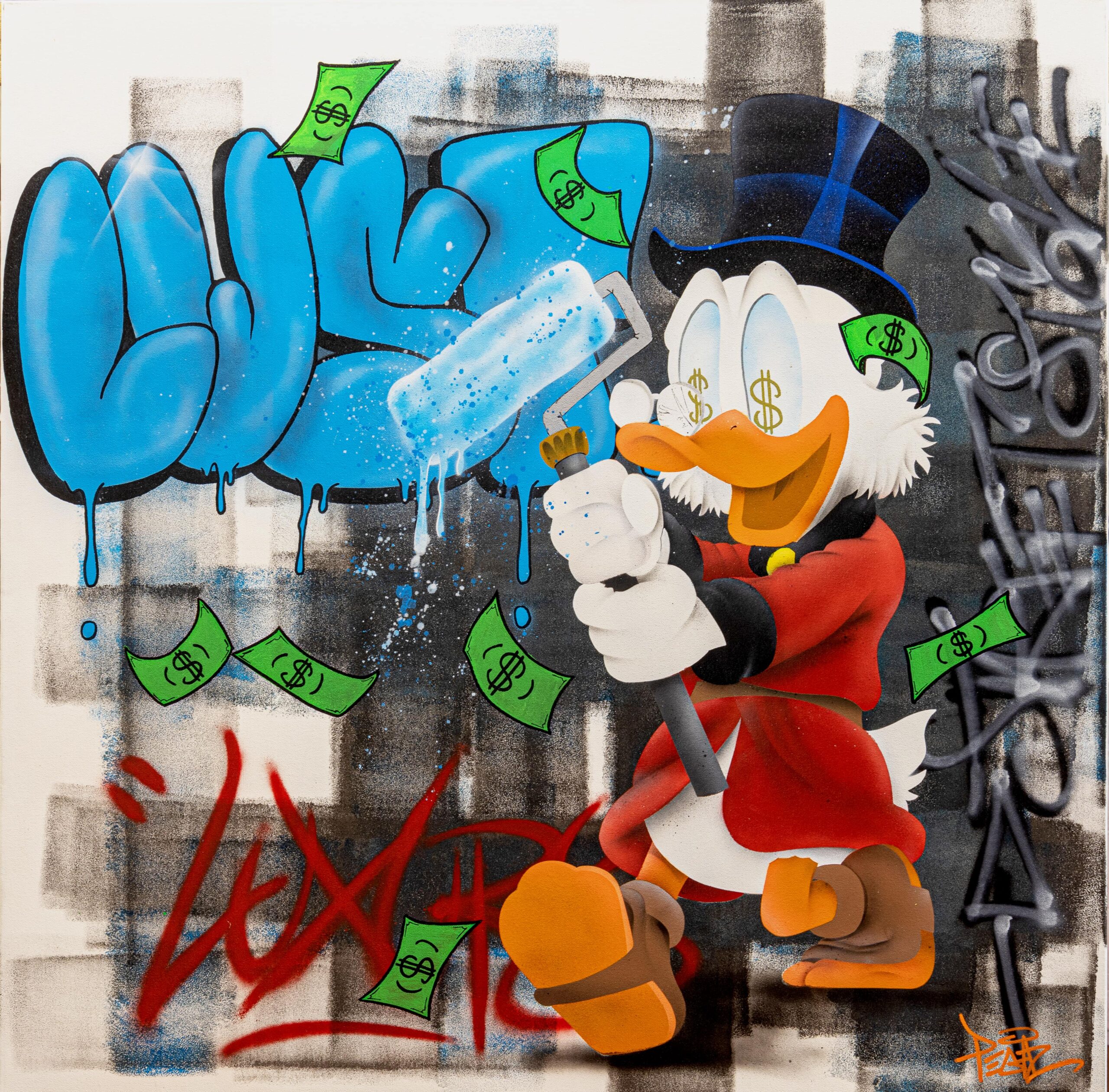 Picsou pop art street art painting tableau couleur cartoons cartoon famous Disney money cash